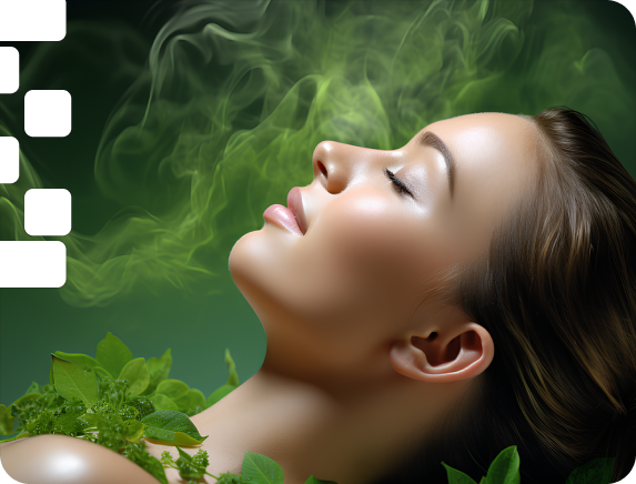 Woman with natural wellness elements